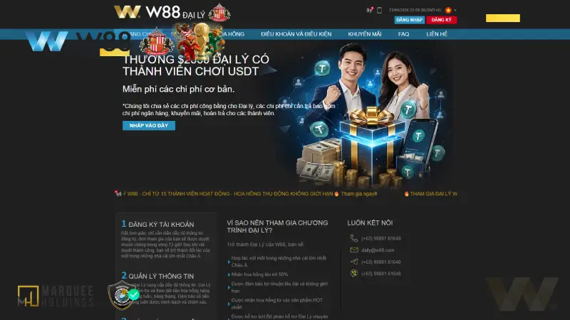 Đăng Ký Đại Lý W88 Chi Tiết | Cơ Chế Tính Hoa Hồng Ròng Hợp tác đại lý W88 theo mô hình hợp tác Win Win Win bền vững