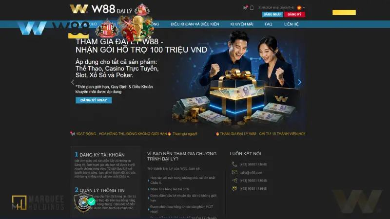 Đăng Ký Đại Lý W88 Chi Tiết | Cơ Chế Tính Hoa Hồng Ròng Tham gia đại lý W88 nhận hỗ trợ 100 triệu VND